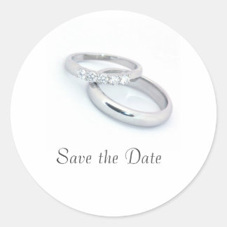 Sticker Rond Bandes de Mariage Argent Enregistrer la date