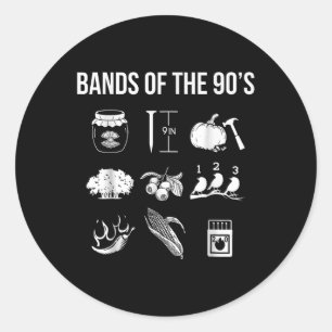 Sticker Rond Bandes De Musique Populaire Rétro Des Années 90 Ro