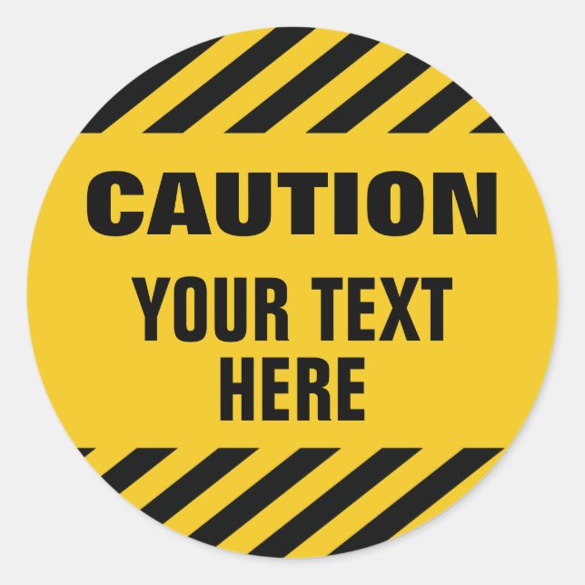 Sticker Rond Bandes de prudence avec texte rond (Devant)