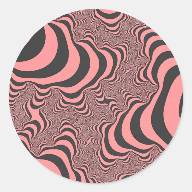 Sticker Rond Bandes de zèbre rose pâle (Devant)