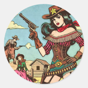 Sticker Rond Bandes dessinées vintage mignonne