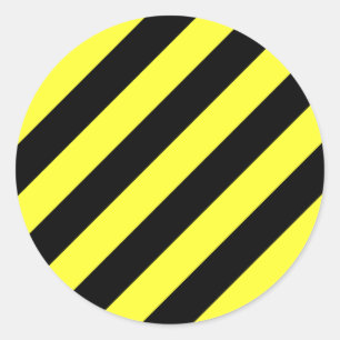 Sticker Rond bandes diagonales noir et jaune