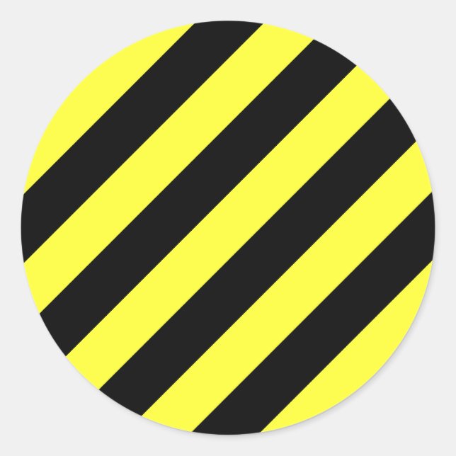 Sticker Rond bandes diagonales noir et jaune (Devant)