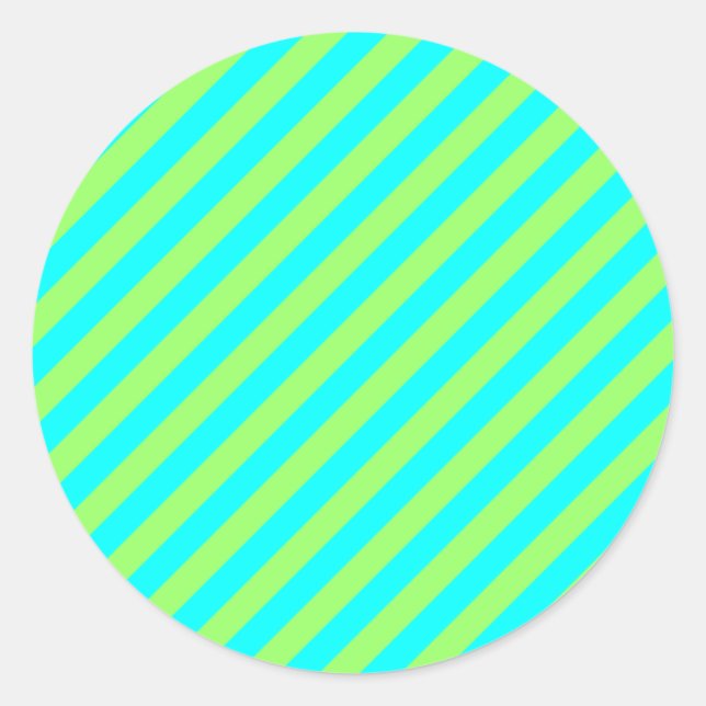 Sticker Rond Bandes diagonales vert clair et aqua (Devant)