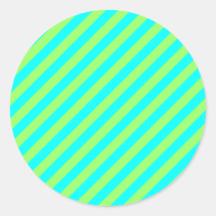 Sticker Rond Bandes diagonales vert clair et aqua