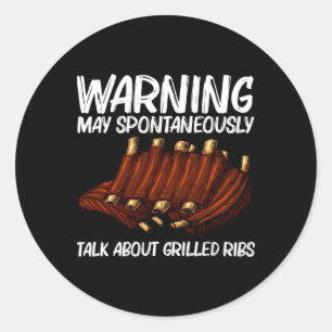 Sticker Rond Bandes Grillées Drôle Pour Hommes Femmes Grillades