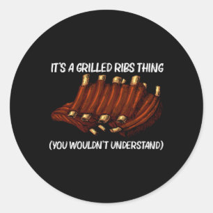 Sticker Rond Bandes Grillées Drôle Pour Hommes Femmes Grillades