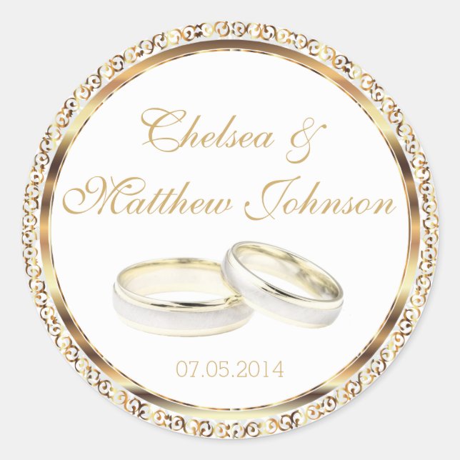 Sticker Rond Bandes mariages pour la mariée et la mariée (Devant)