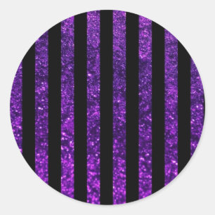 Sticker Rond Bandes pourpres, Bandes Parties scintillant, Motif