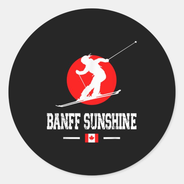 Sticker Rond Banff Sunshine Canada Ski Resort Rocky Mountains S (Devant)