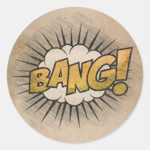 Sticker Rond BANG ! Livre de bande dessinée vintage Steampunk P