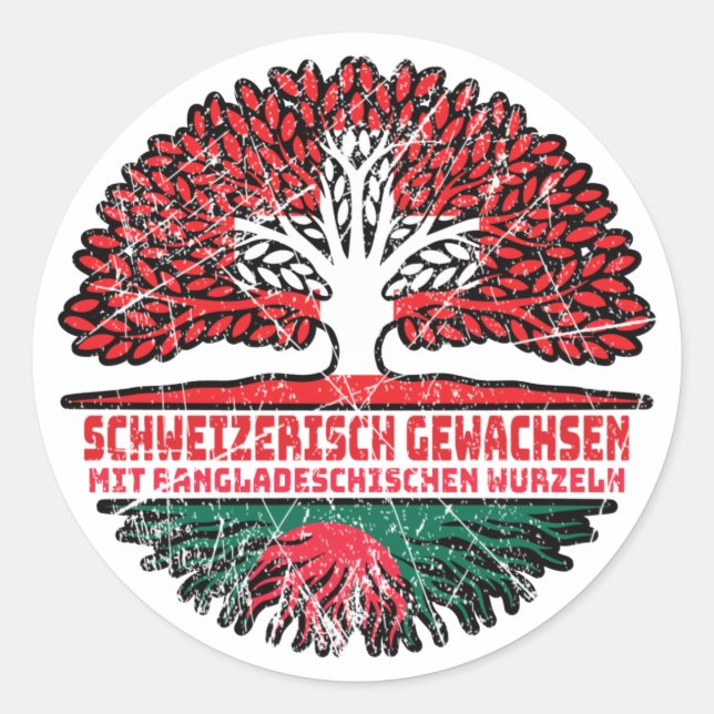 Sticker Rond Bangladesh Schweizer Schweiz Baum (Devant)