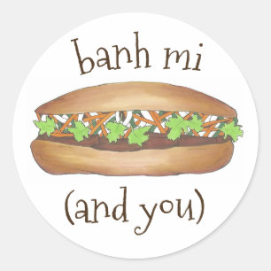 Sticker Rond Banh Mi (entre moi) et vous sandwich vietnamien
