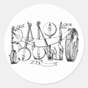 Sticker Rond banjo épelé avec banjos illustration art