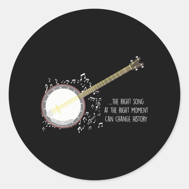 Sticker Rond Banjo Player Music Notes Bluegrass Strandband (Devant)