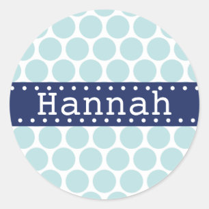 Sticker Rond Bannière bleu clair Polka Point Motif bleu