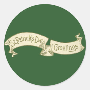 Sticker Rond Bannière dorée de vœux de la Saint-Patrick vintage