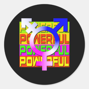 Sticker Rond Bannières de couleurs puissantes Trans Pride