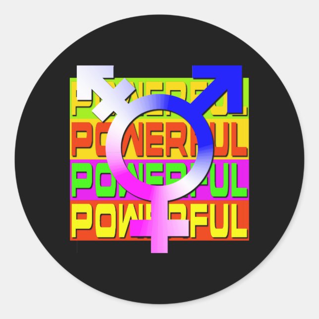 Sticker Rond Bannières de couleurs puissantes Trans Pride (Devant)