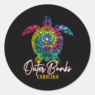 Sticker Rond Banques extérieures Tie Dye Tortue de mer Carolina