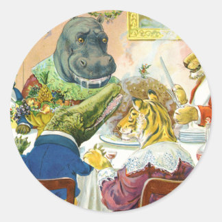 Sticker Rond Banquet de Noël en terre animale