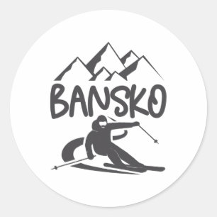 Sticker Rond Bansko Ski Snowboard Bulgarie Resort Distres