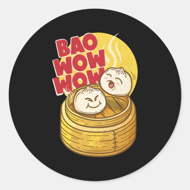 Sticker Rond Bao Wow Baozi Chinois Dim Sum Asian Steven (Devant)