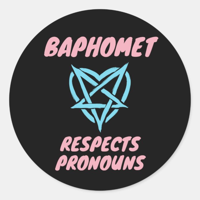 Sticker Rond Baphomet respecte Pronouns Transgenre (Devant)