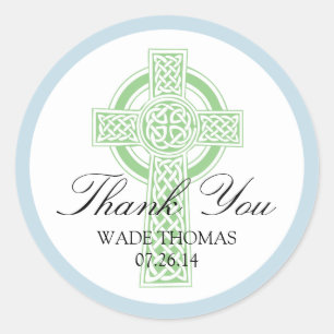 Sticker Rond Baptême CROISÉ, douche ou première communion