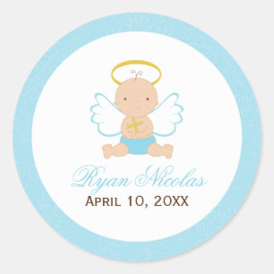 Sticker Rond Baptême de bébé doux
