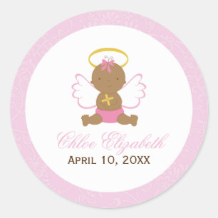 Sticker Rond Baptême de fille douce