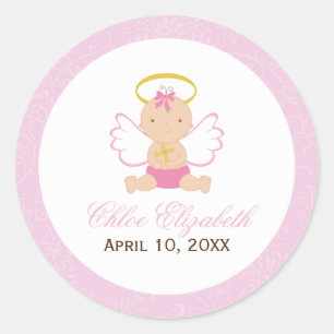 Sticker Rond Baptême de fille douce