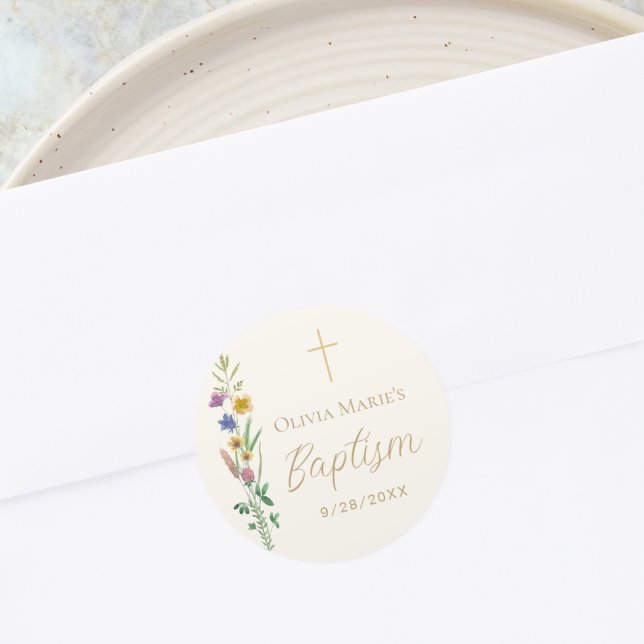 Sticker Rond Baptême de Fleur Sauvage  (Créateur téléchargé)