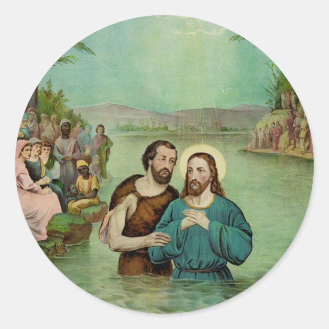 Sticker Rond Baptême de Jésus-Christ (Devant)