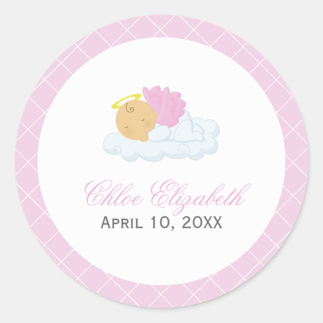Sticker Rond Baptême de la petite fille (Devant)
