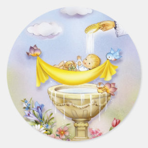 Sticker Rond Baptême, invitation de baptême