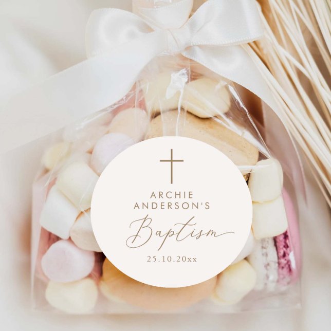 Sticker Rond Baptême minimaliste moderne (Créateur téléchargé)