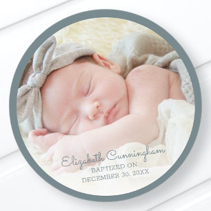 Sticker Rond Baptême Pour Elle Simple bébé fille photo