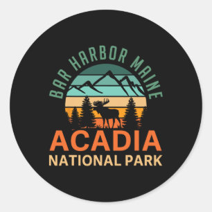 Sticker Rond Bar à l'ancienne Harbor Maine Parc national d'Acad
