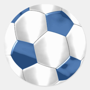Sticker Rond Bar Mitzvah Bleu et Bal de Football Blanc