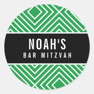 Sticker Rond BAR MITZVAH géométrique moderne simple vert kelly
