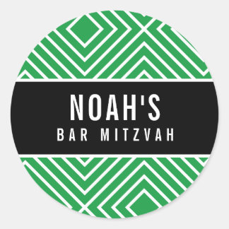 Sticker Rond BAR MITZVAH géométrique moderne simple vert kelly
