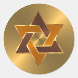 Sticker Rond Bar Mitzvah Gold Orange étoile Brown de David