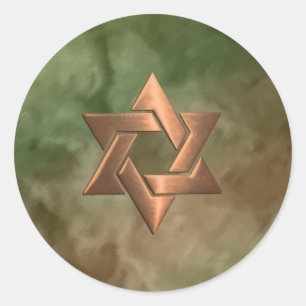 Sticker Rond Bar Mitzvah Marbré Brown et vert