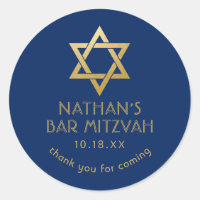 Bar Mitzvah Merci Marine Blue Gold Star de David
