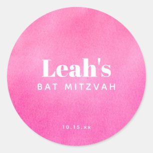 Sticker Rond Bar Mitzvah personnalisée tendance rose moderne aq