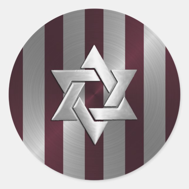 Sticker Rond Bar Mitzvah Wine and Silver Stripe (Devant)
