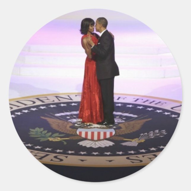 Sticker Rond Barack et Michelle Obama (Devant)