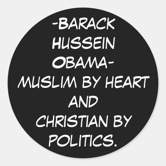 Sticker Rond -Barack HusseinObama-musulman par hea... - Customi (Devant)