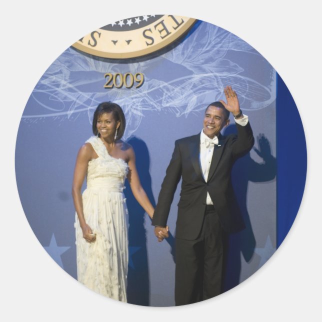 Sticker Rond Barack & Michele Obama (Devant)
